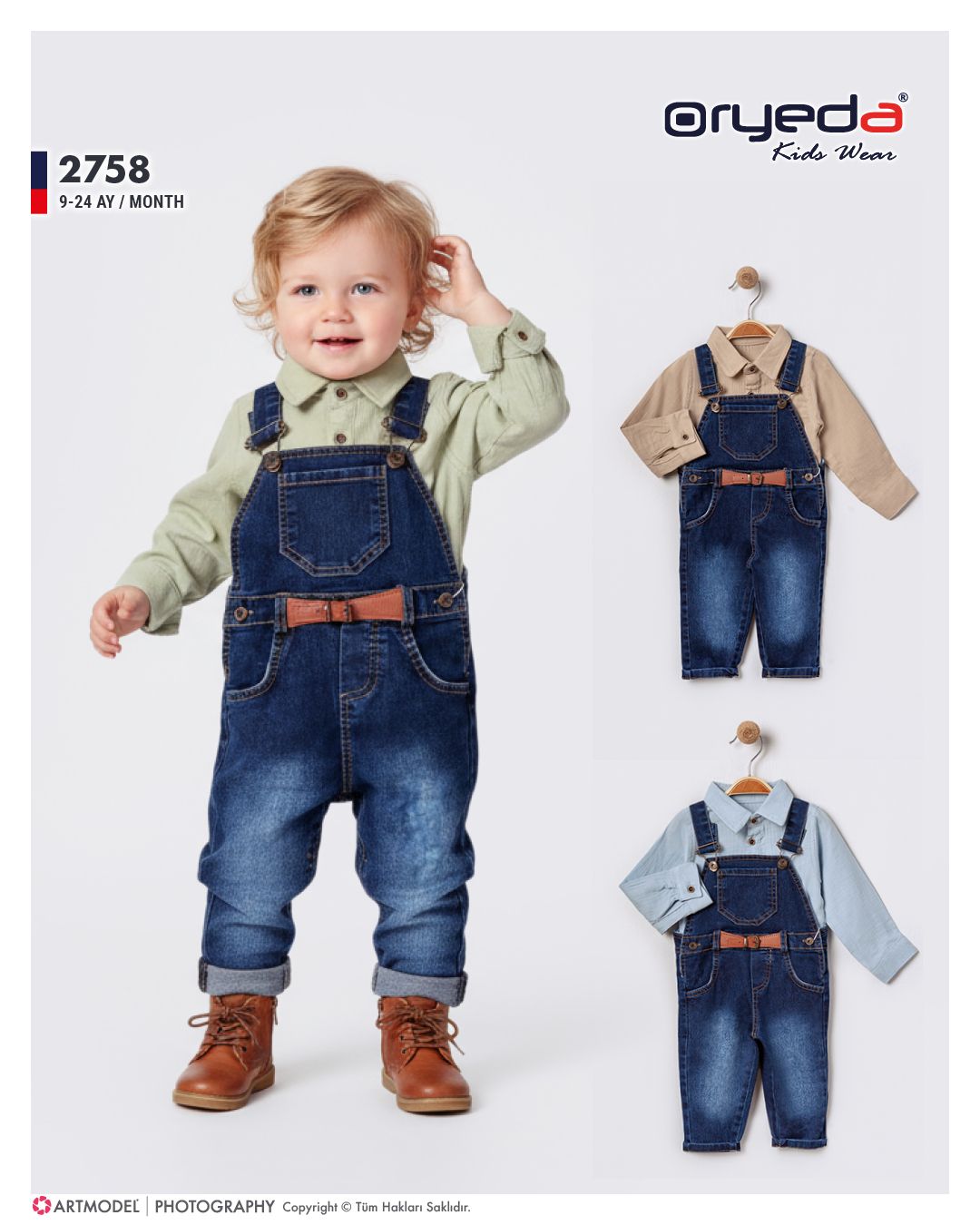 ERKEK GÖMLEKLİ KEMERLİ KOT SLOPET 9-24 AY