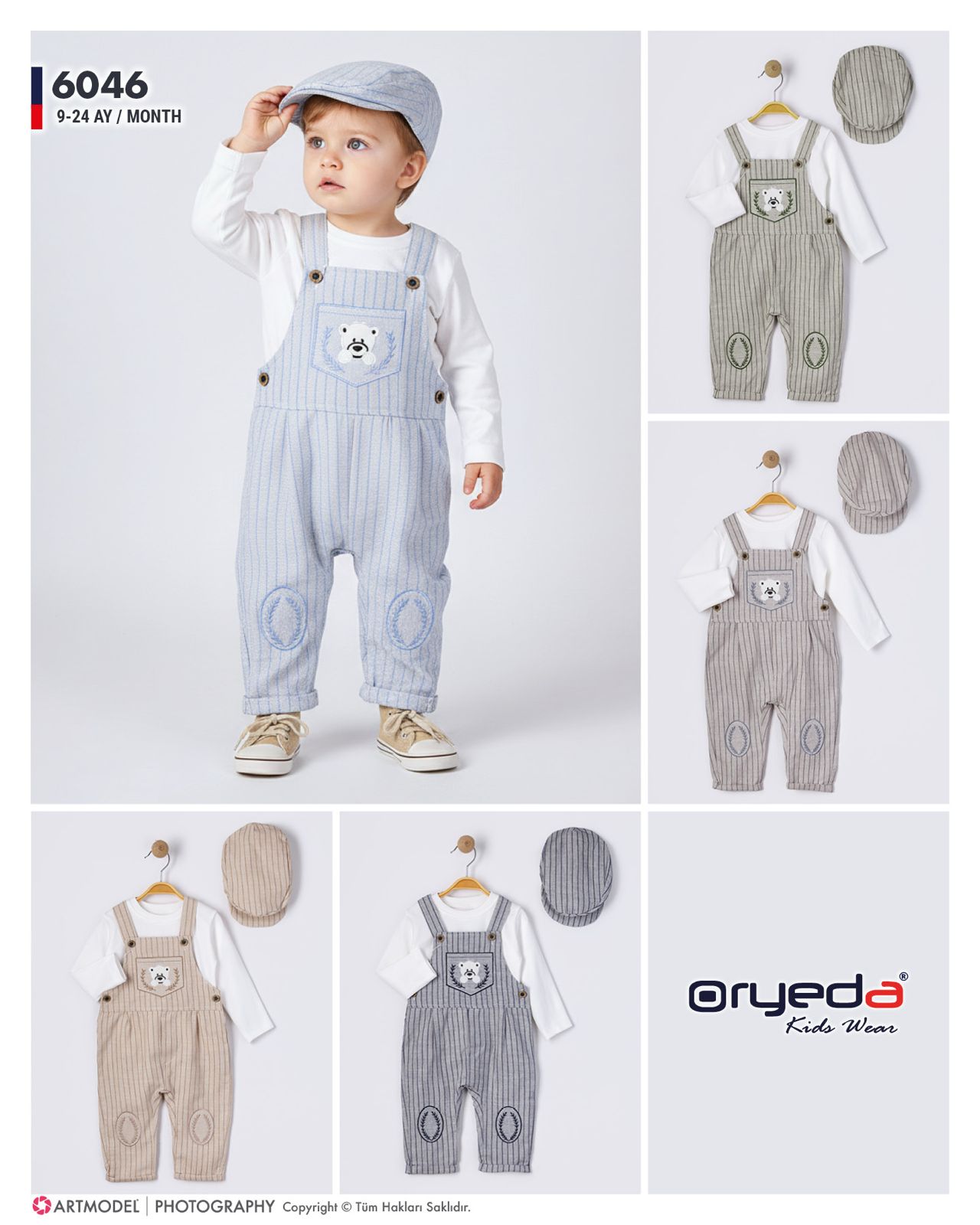 6046-ERKEK NAKIŞLI BADİLİ ŞAPKALI SLOPET 9-24 AY 