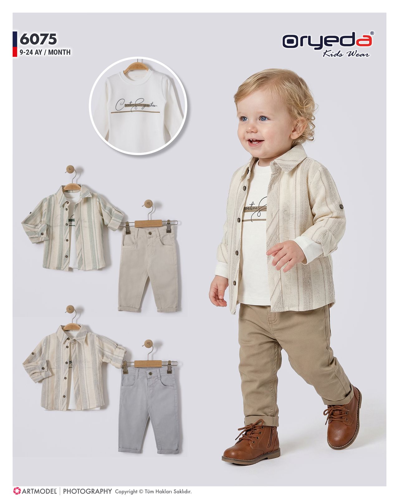 6075-ERKEK ÇİZGİLİ GÖMLEKLİ TAKIM 9-24 AY