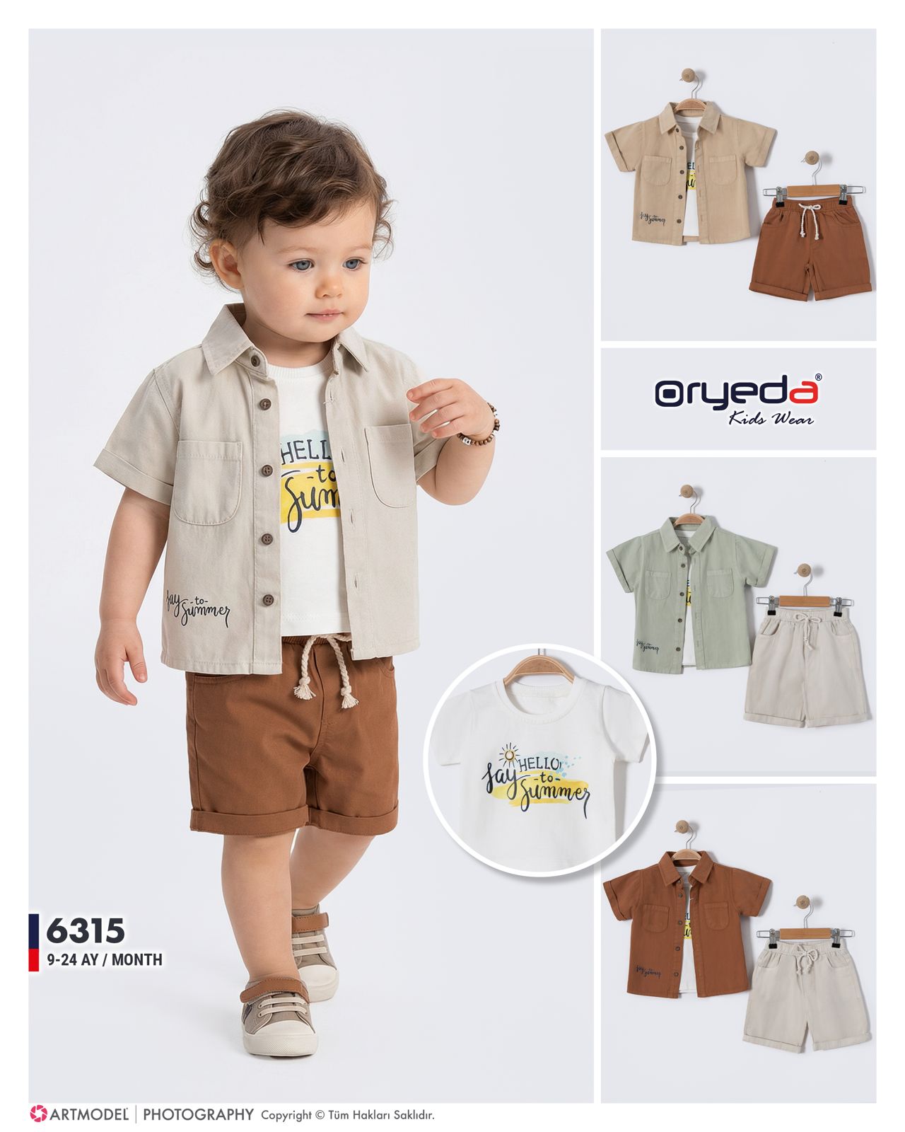 6315-ERKEK SUMMER BASKILI GÖMLEKLİ TAKIM 9-24 AY