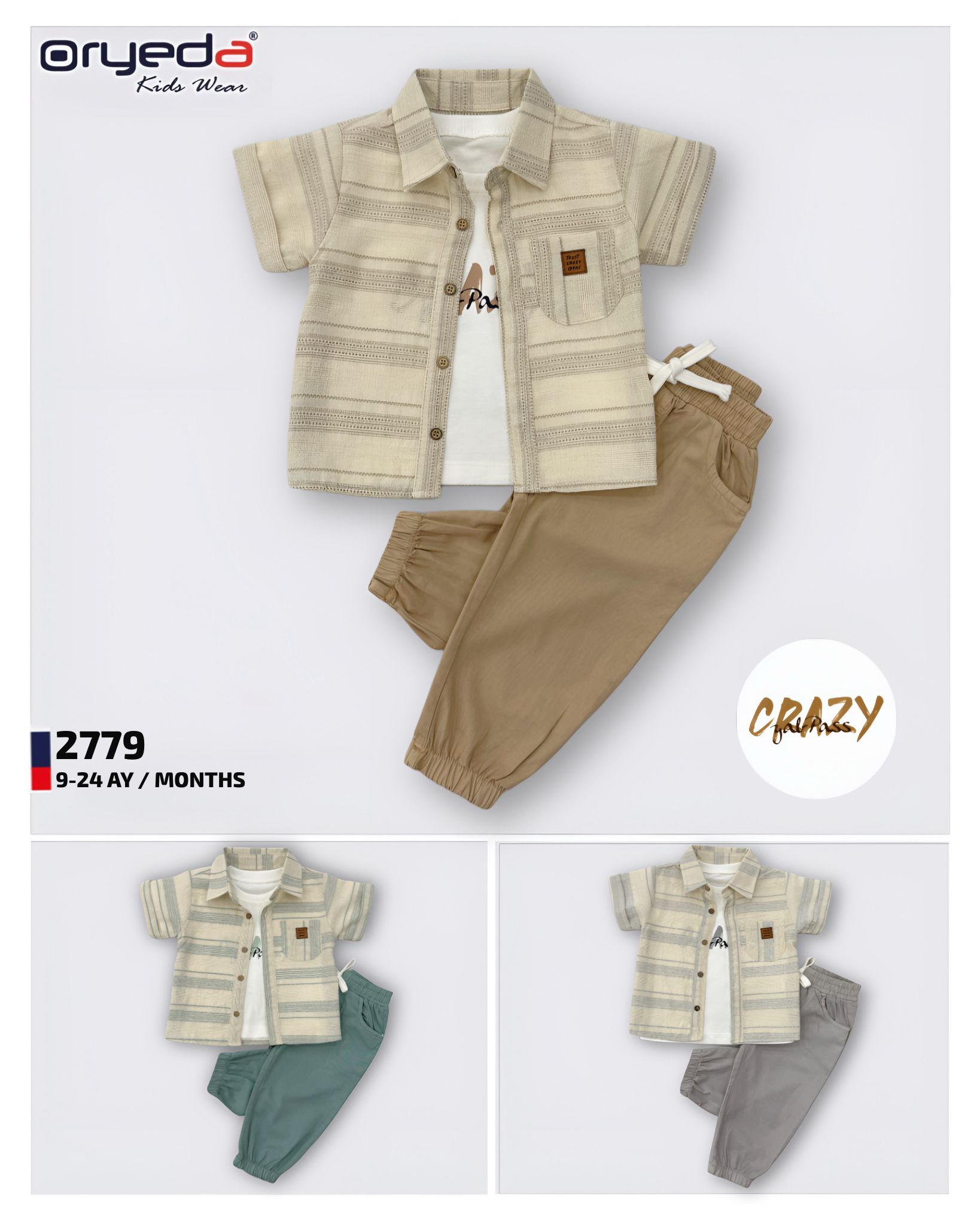 2779-ERKEK ÇİZGİLİ GÖMLEKLİ TAKIM 9-24 AY