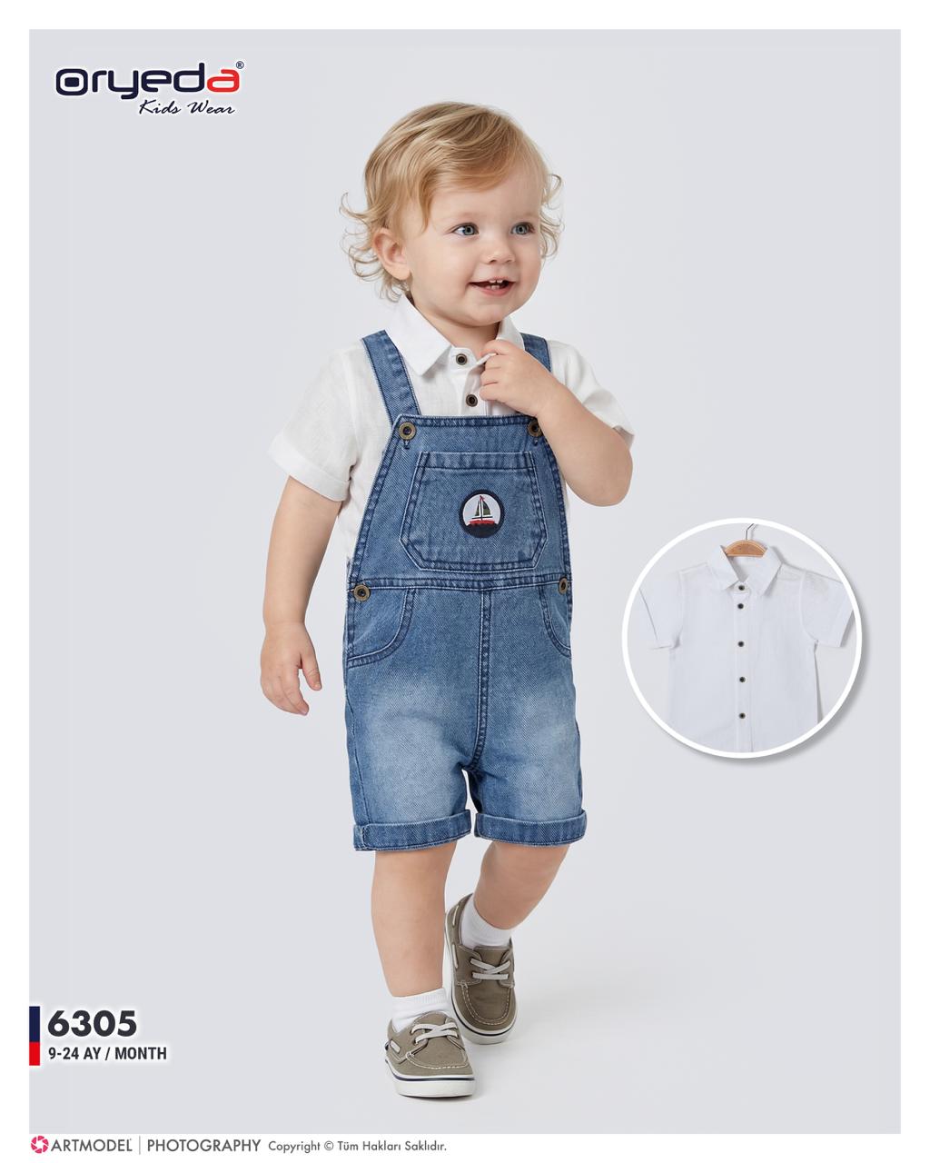 6305-ERKEK GÖMLEKLİ ARMALI KOT SLOPET 9-24 AY