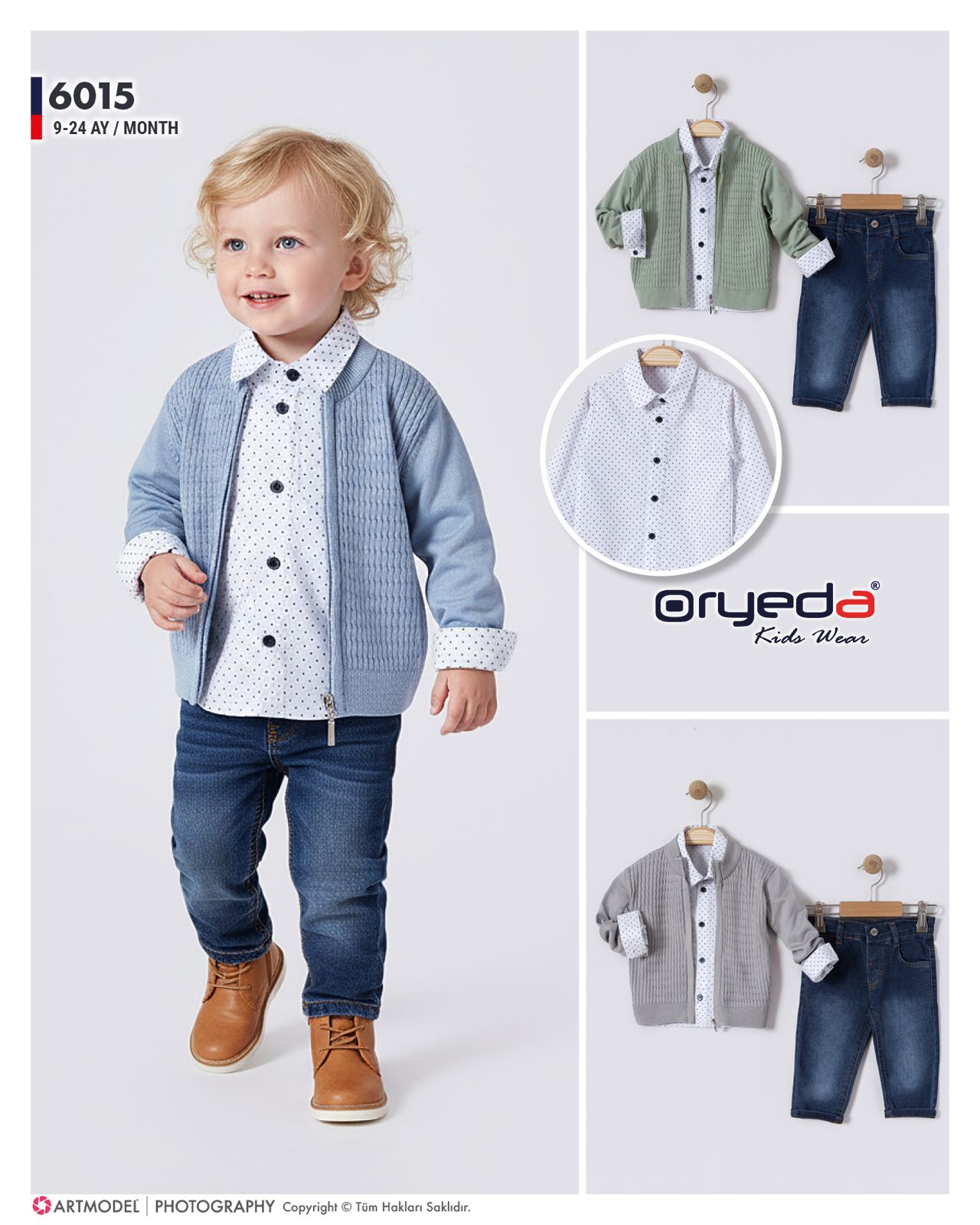 6015-ERKEK ÖRGÜ TRİKO HIRKALI TAKIM 9-24 AY