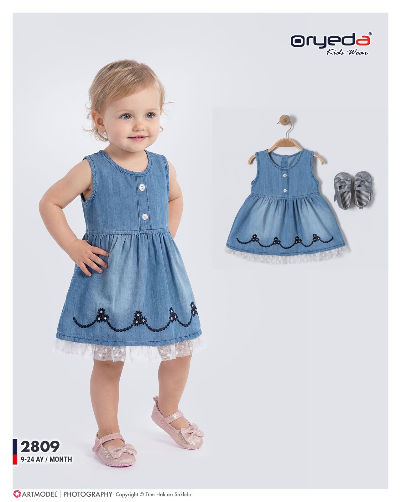 2809-KIZ AYAKKABILI TÜLLÜ KOT ELBİSE 9-24 AY