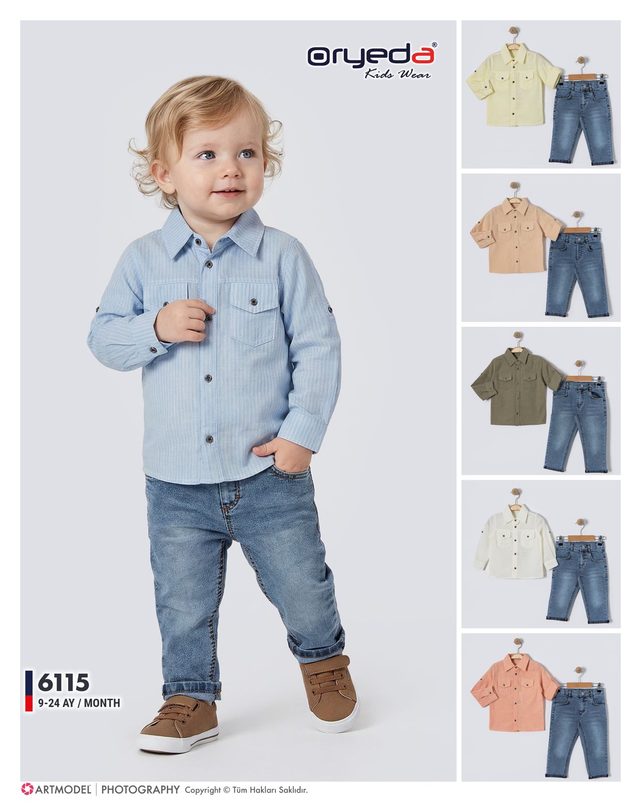 6115-ERKEK KOT PANTOLONLU GÖMLEKLİ TAKIM 9-24 AY