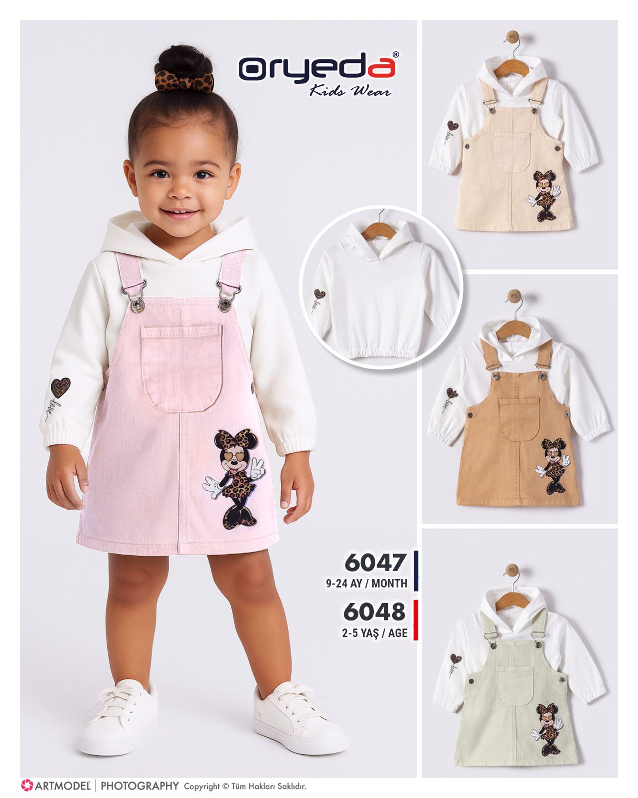 6047-KIZ MİCKY BASKILI BADİLİ RENKLİ JİLE 9-24 AY