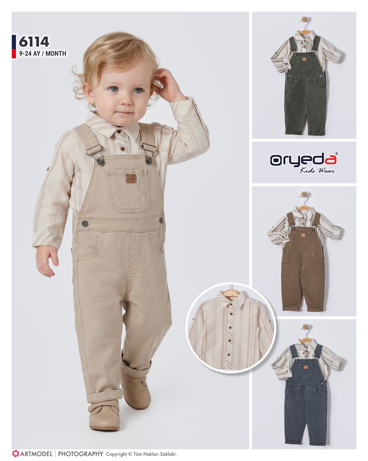 6114-ERKEK ÇİZGİLİ GÖMLEKLİ RENKLİ SLOPET 9-24 AY