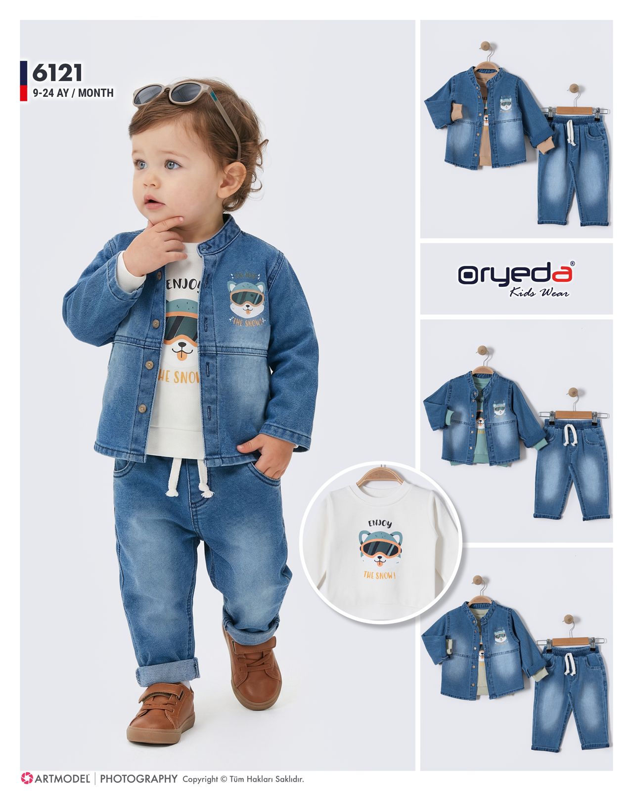 6121-ERKEK BASKILI BADİLİ KOT TAKIM 9-24 AY