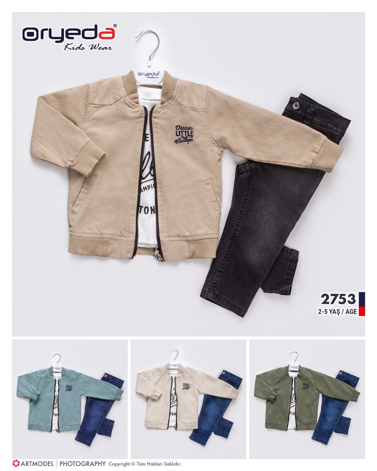 2753-ERKEK NAKIŞLI RENKLİ CEKETLİ TAKIM 2-5 YAŞ