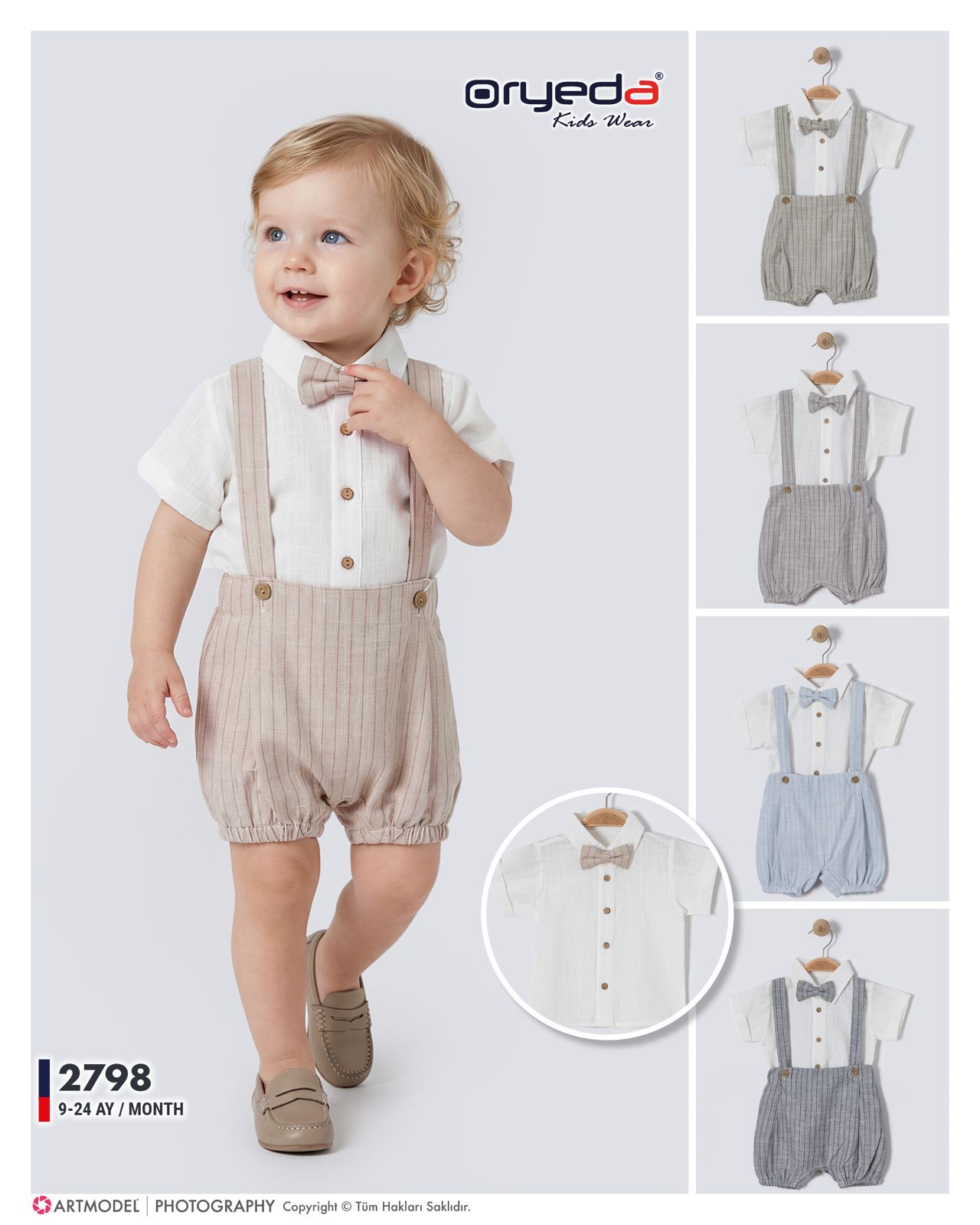 2798-ERKEK PAPYONLU GÖMLEKLİ SLOPET 9-24 AY