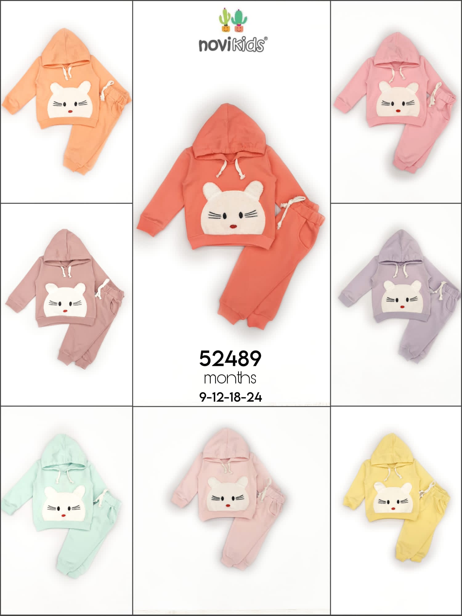 52489-KIZ KEDİ NAKIŞLI İKİİPLİK TAKIM 9-24 AY