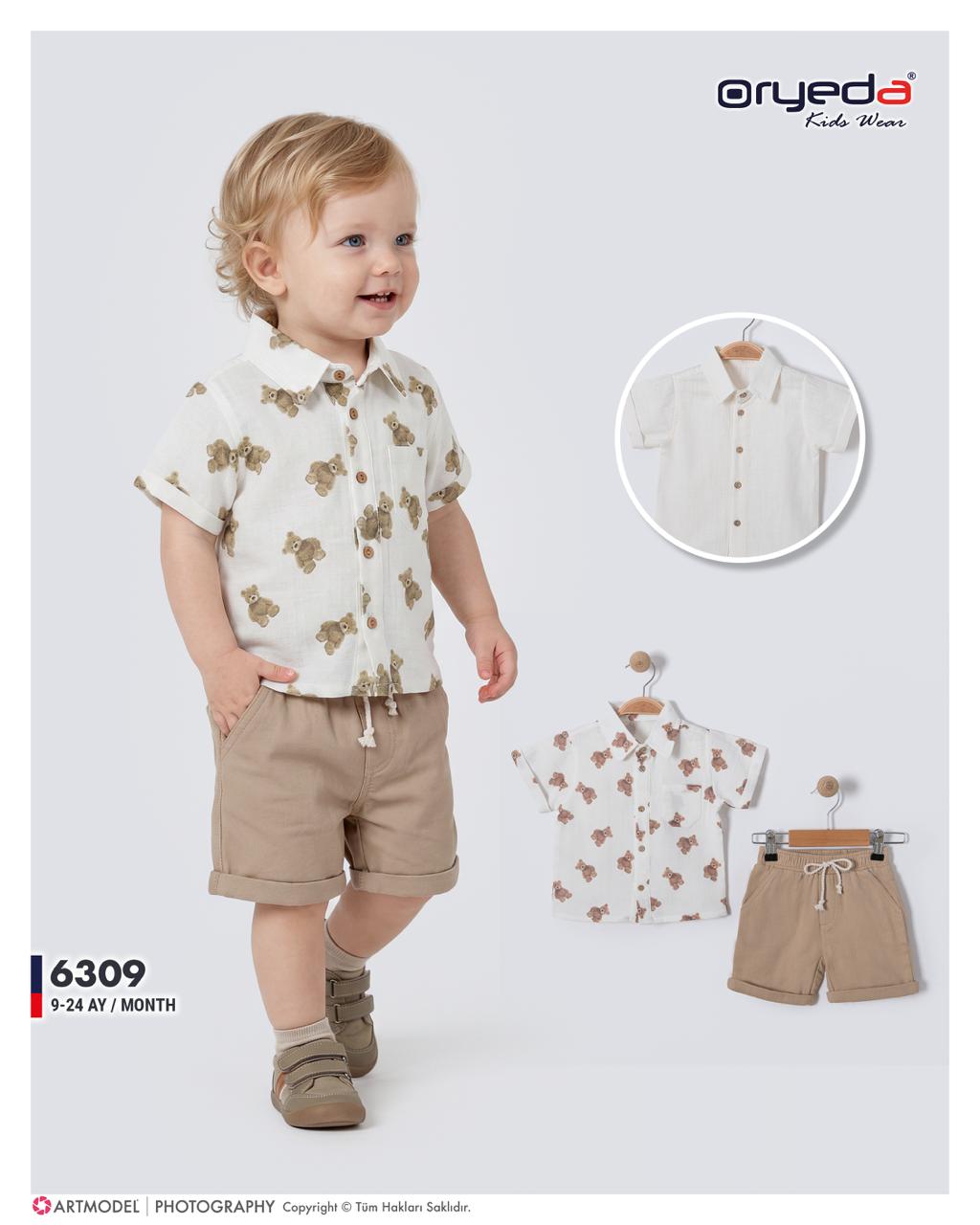 6309-ERKEK AYICIK BASKILI MÜSLİN TAKIM 9-24 AY