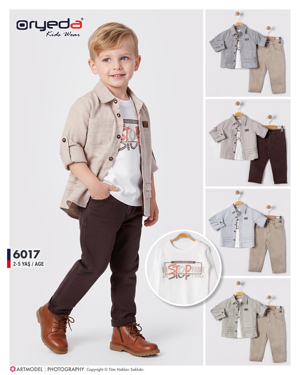 6017-ERKEK ARMALI GÖMLEKLİ 3LÜ TAKIM 2-5 YAŞ