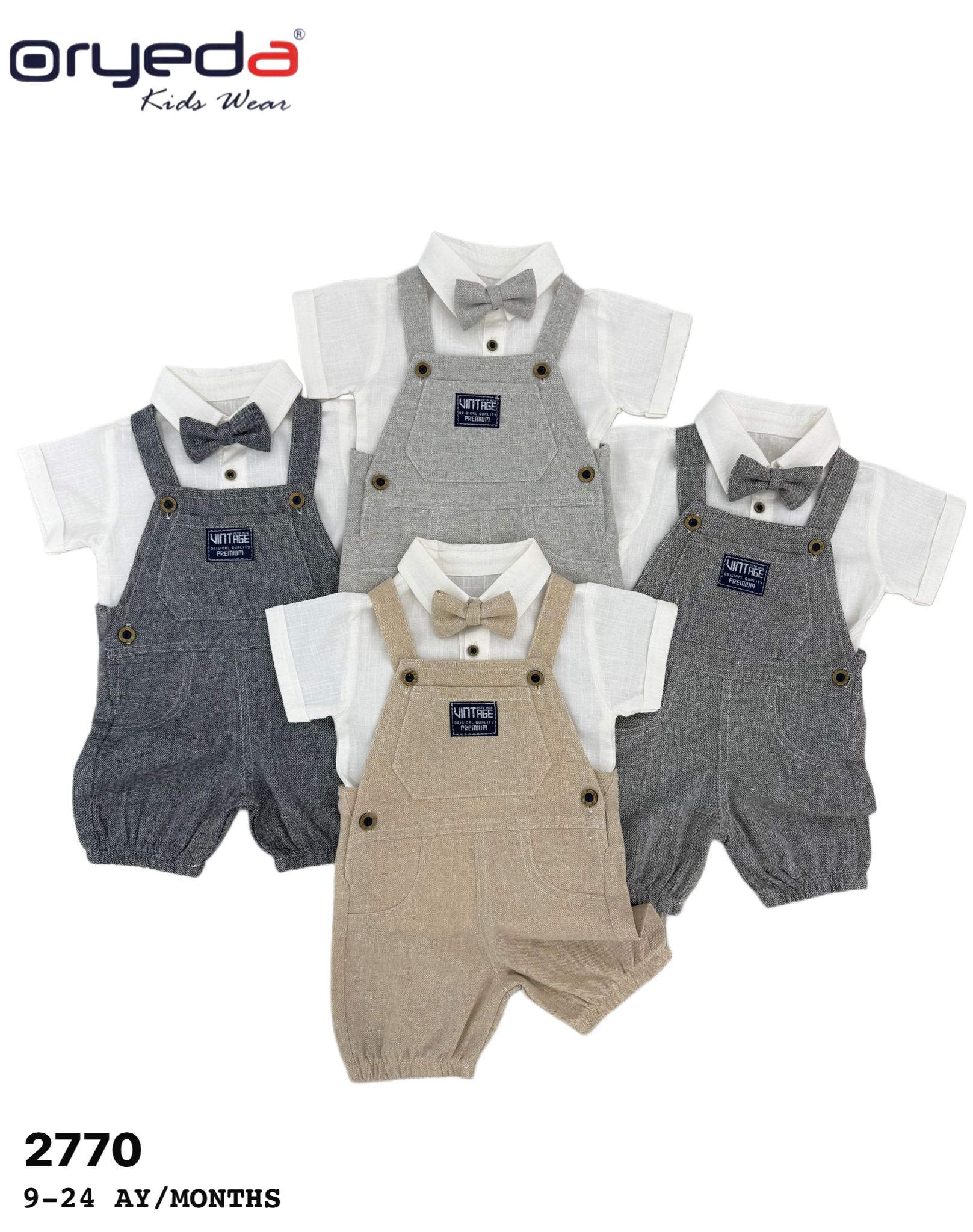 2770-ERKEK PAPYONLU GÖMLEKLİ SLOPET 9-24 AY