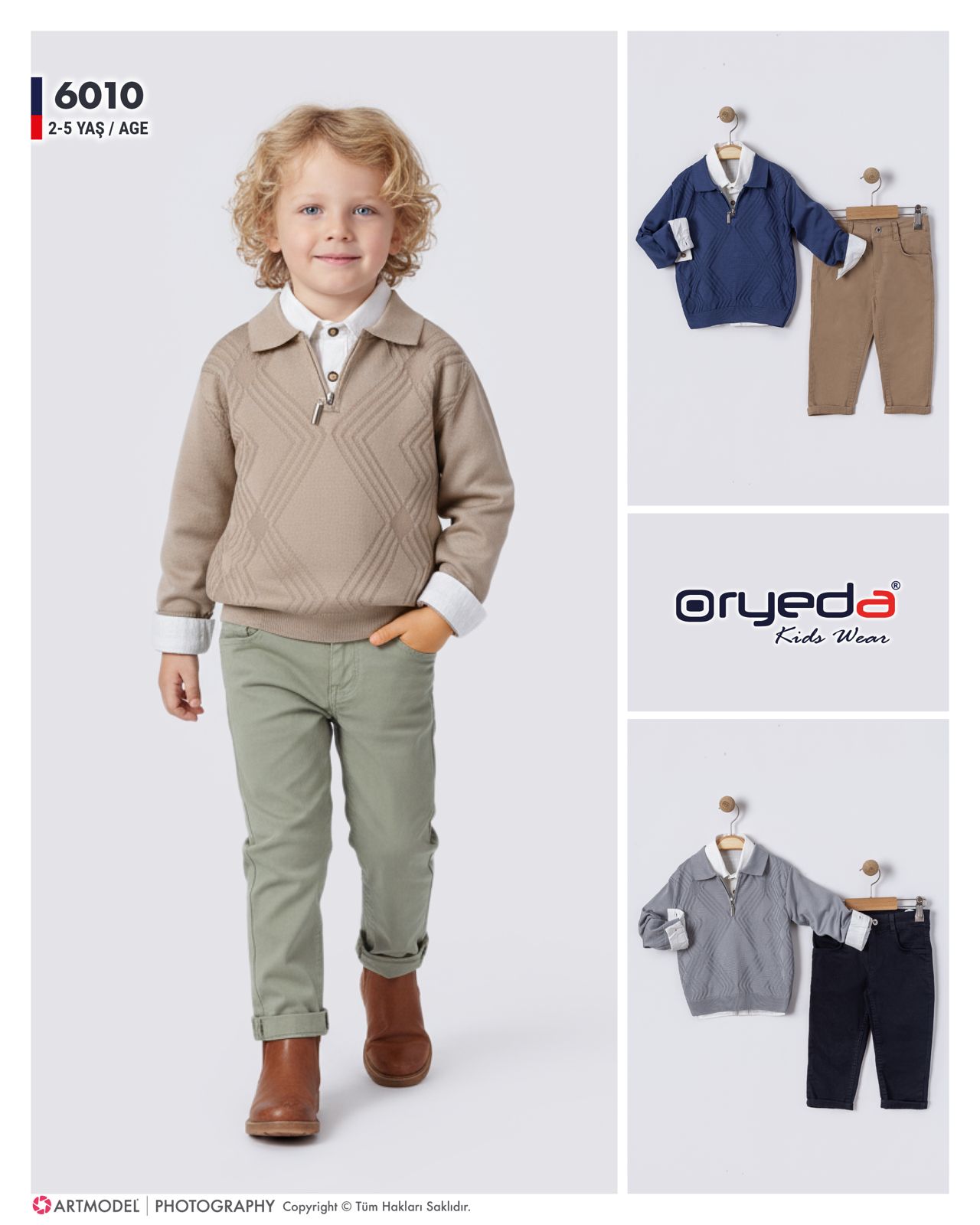 6010-ERKEK GÖMLEKLİ TRİKO KAZAKLI TAKIM 2-5 YAŞ