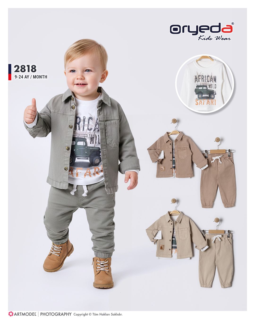 2818- ERKEK ARMALI RENKLİ TAKIM 9-24 AY 