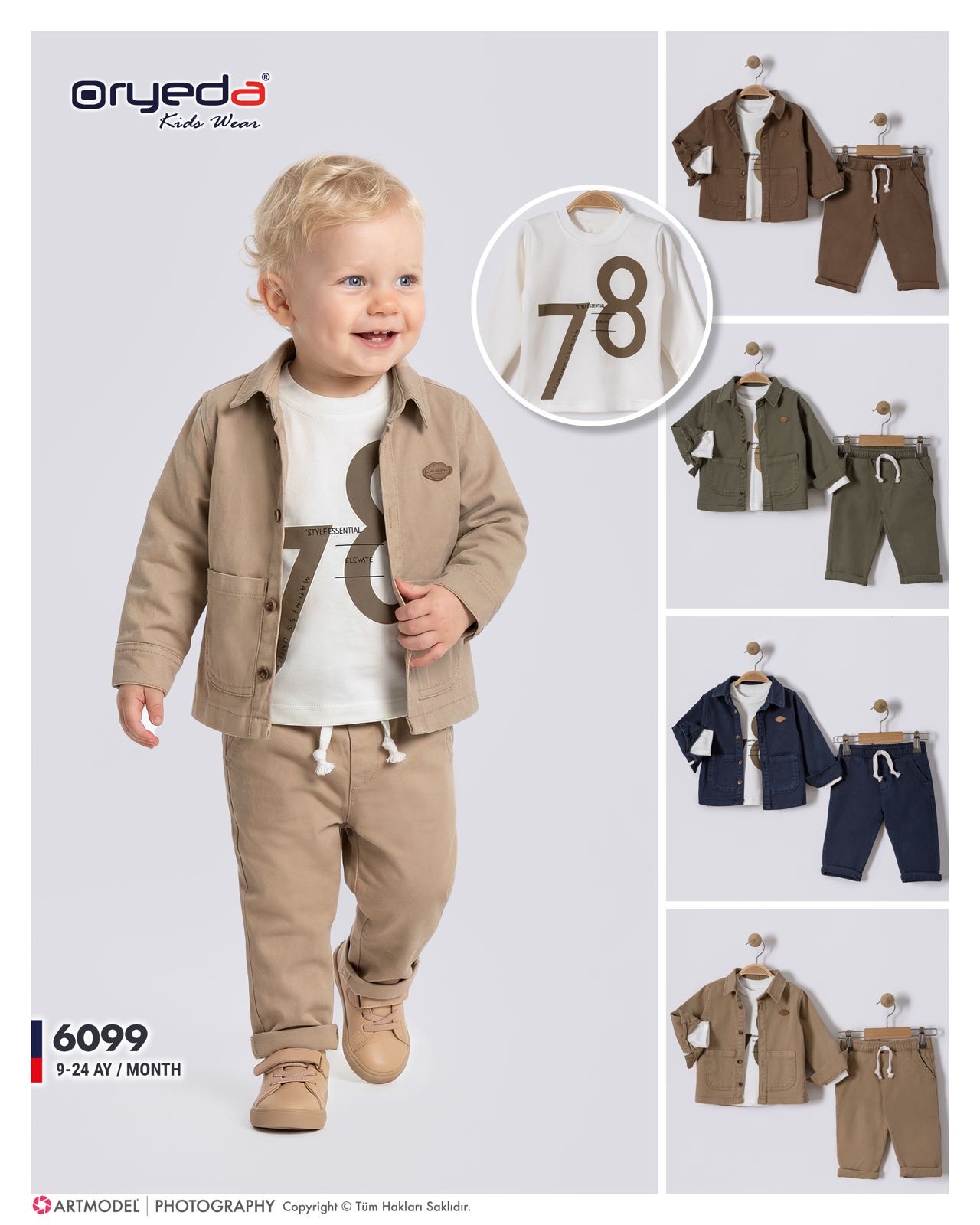 6099-ERKEK 78 BASKILI RENKLİ TAKIM 9-24 AY