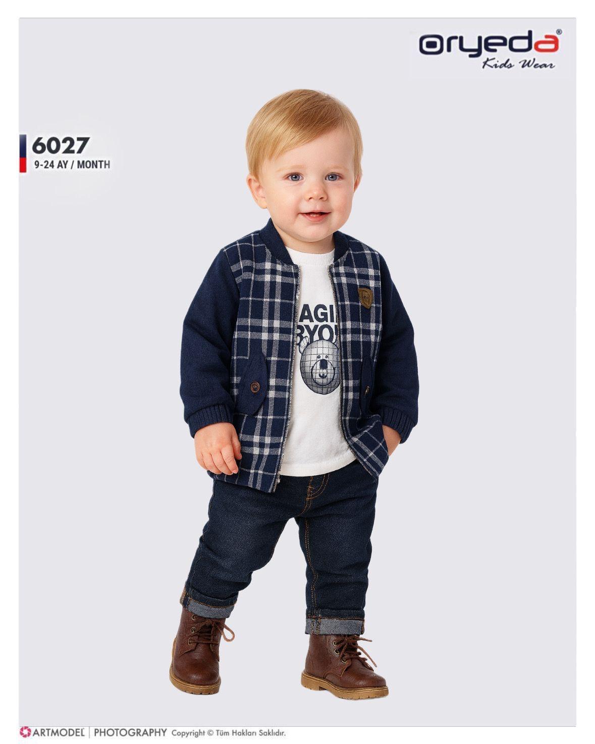 6027-ERKEK ARMALI KARELİ CEKETLİ TAKIM 9-24 AY