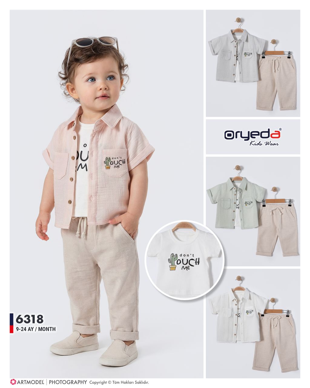 6318-ERKEK KETEN PANTOLONLU MÜSLİN TAKIM 9-24 AY