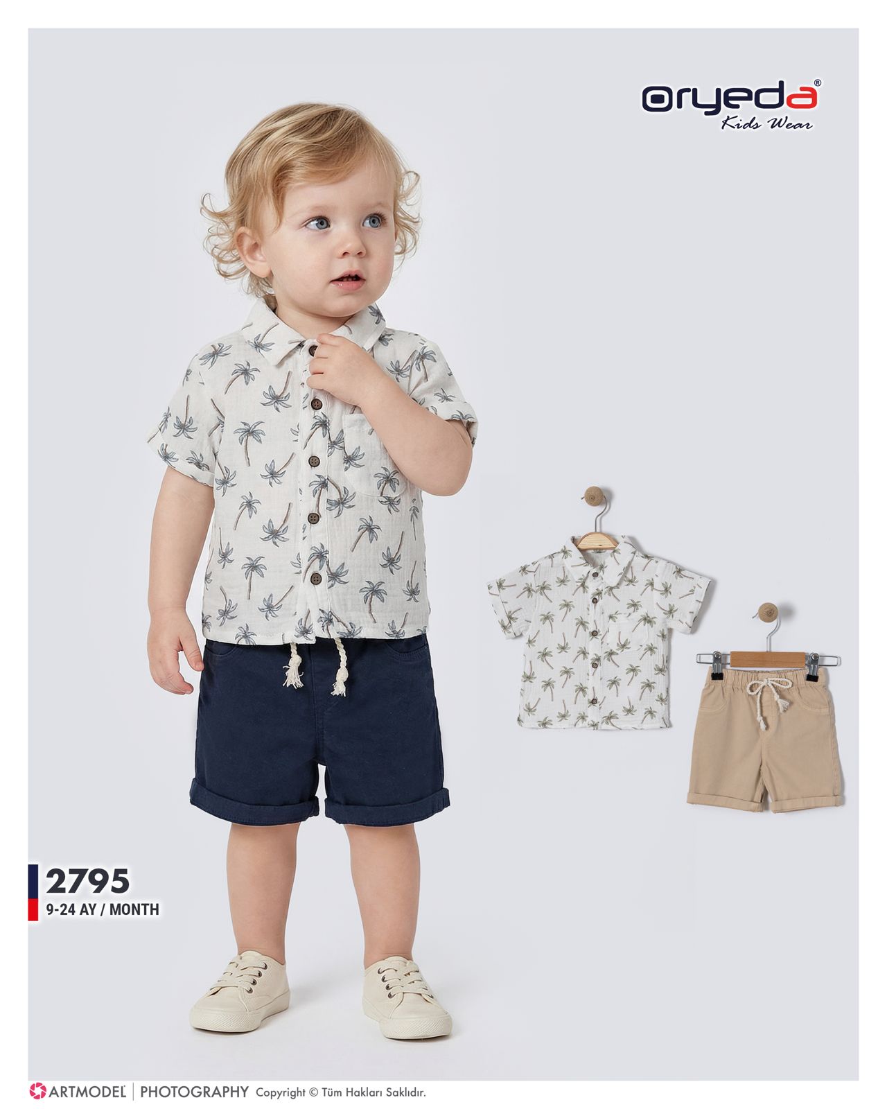 2795-ERKEK PALMİYE BASKILI MÜSLİN TAKIM 9-24 AY