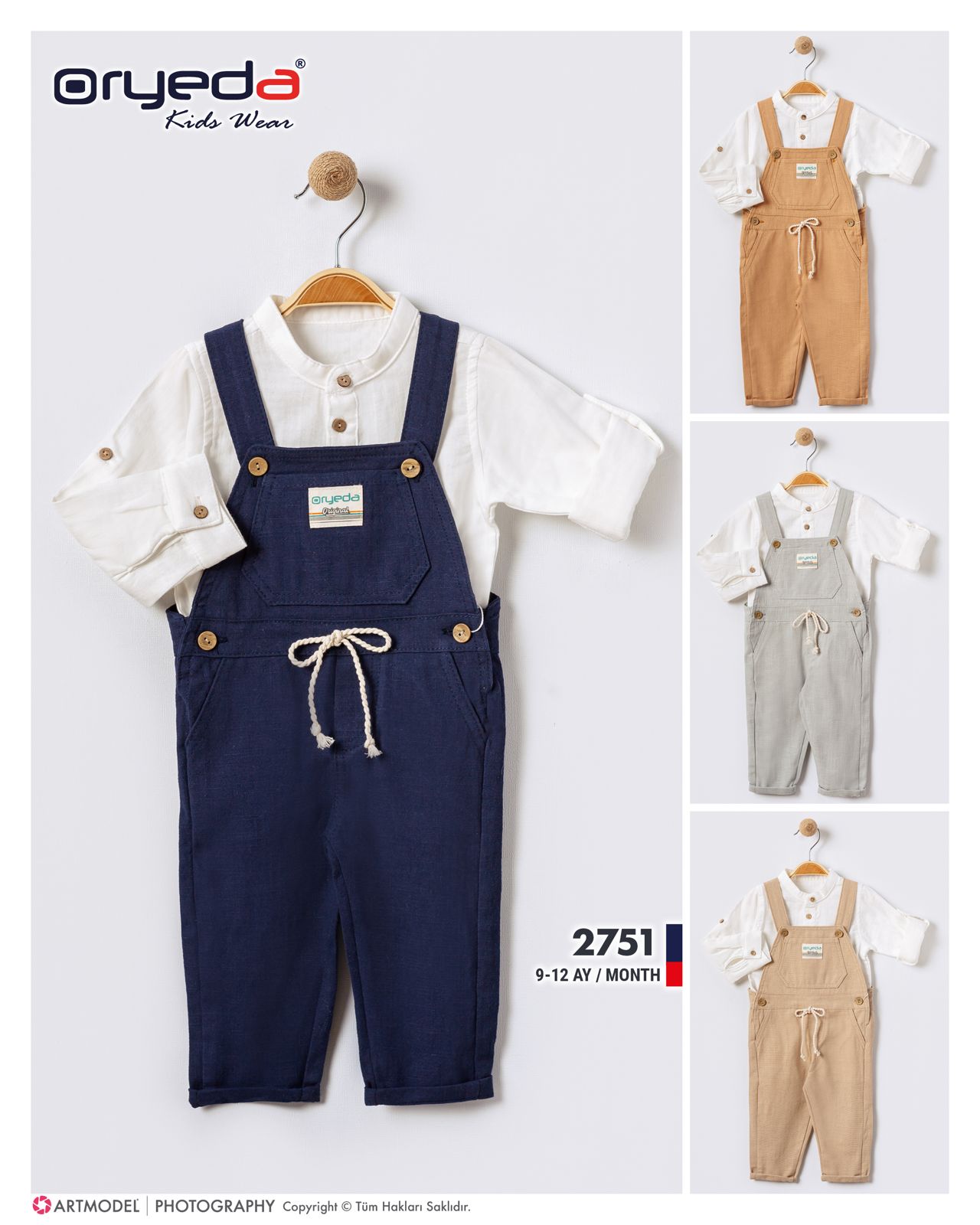 2751-ERKEK GÖMLEKLİ RENKLİ KETEN SLOPET 9-24 AY