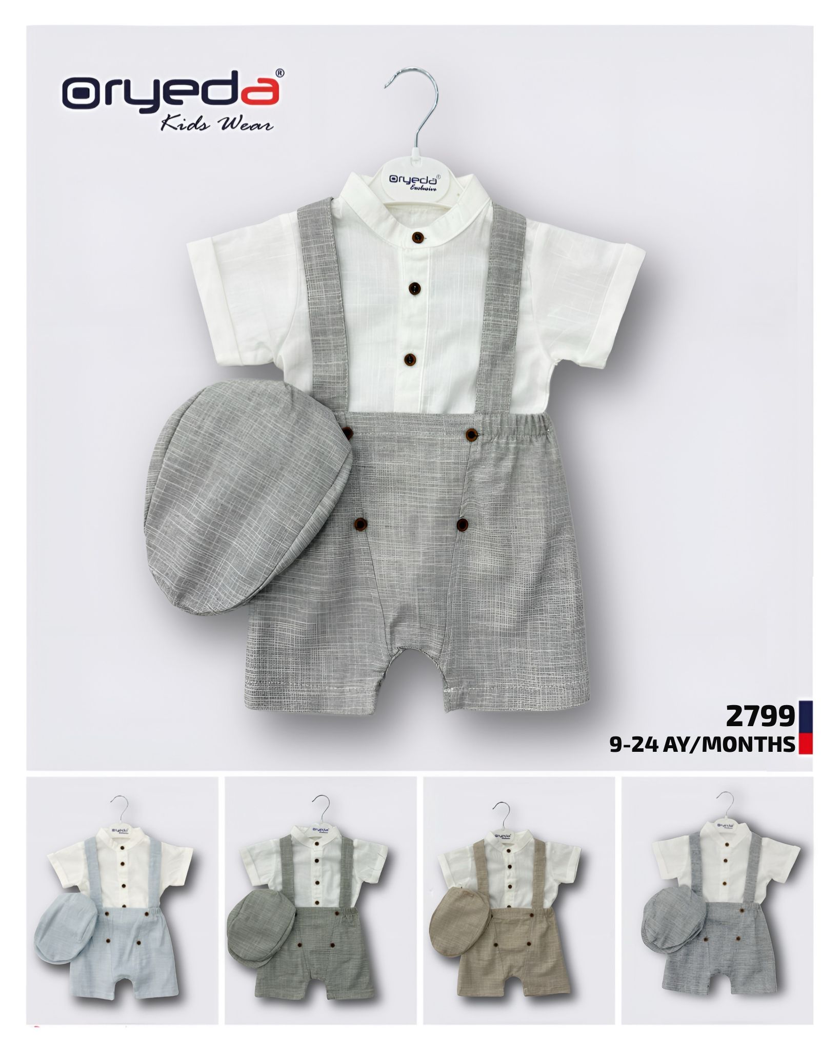 2799-ERKEK ŞAPKALI GÖMLEKLİ SLOPET 9-24 AY