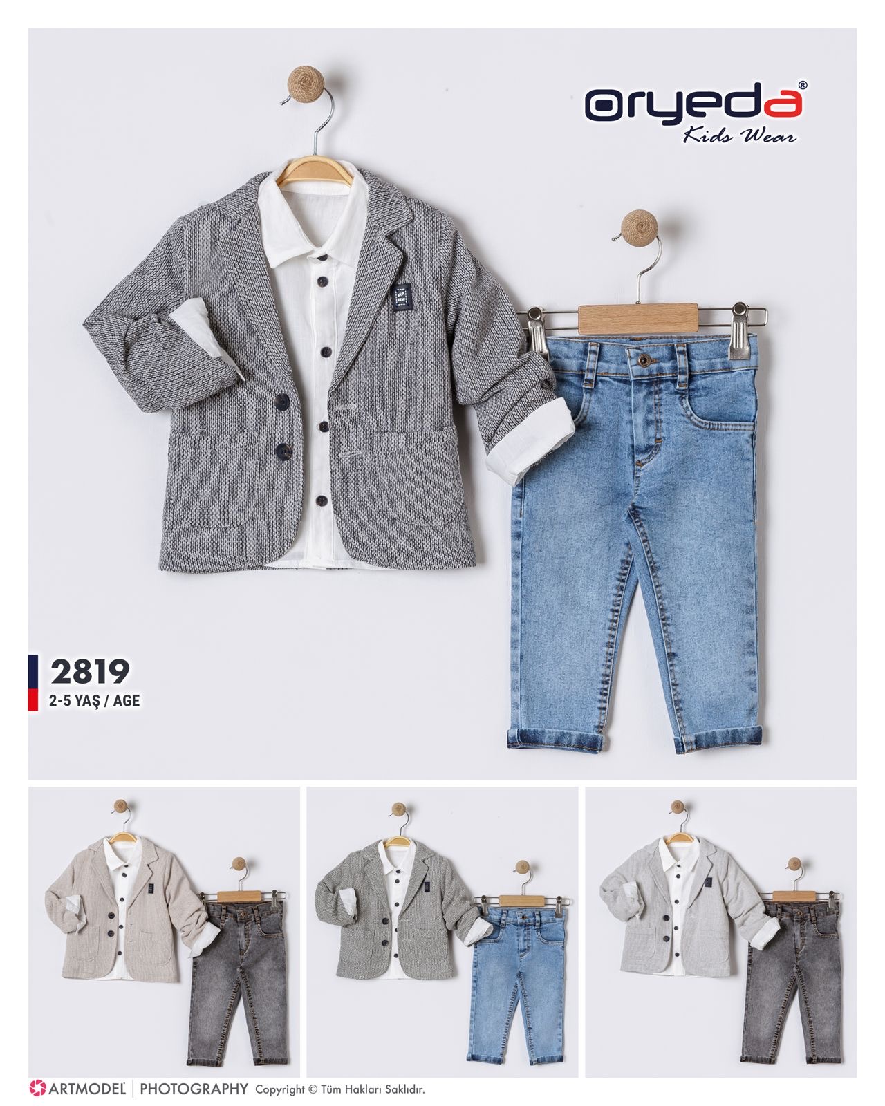 2819-ERKEK GÖMLEKLİ CEKETLİ TAKIM 2-5 YAŞ