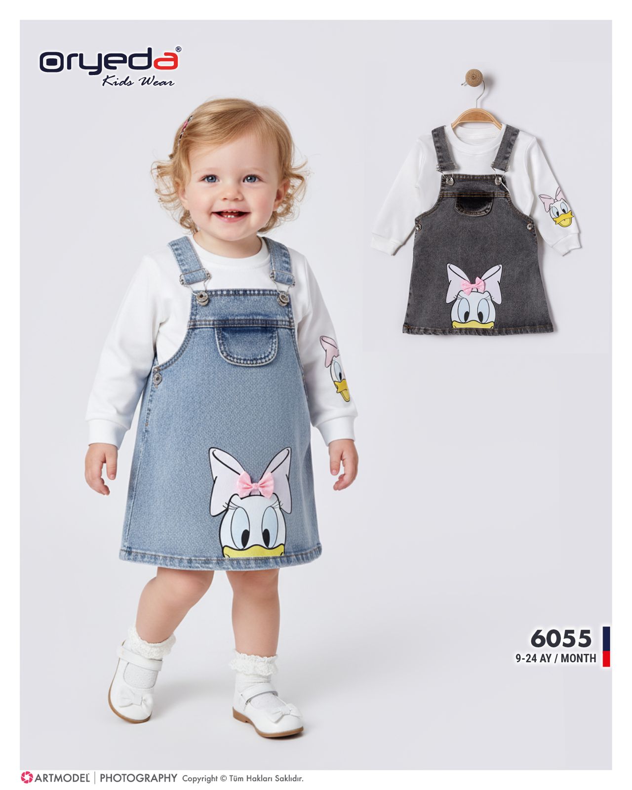 6055-KIZ BASKILI BADİLİ KOT JİLE 9-24 AY