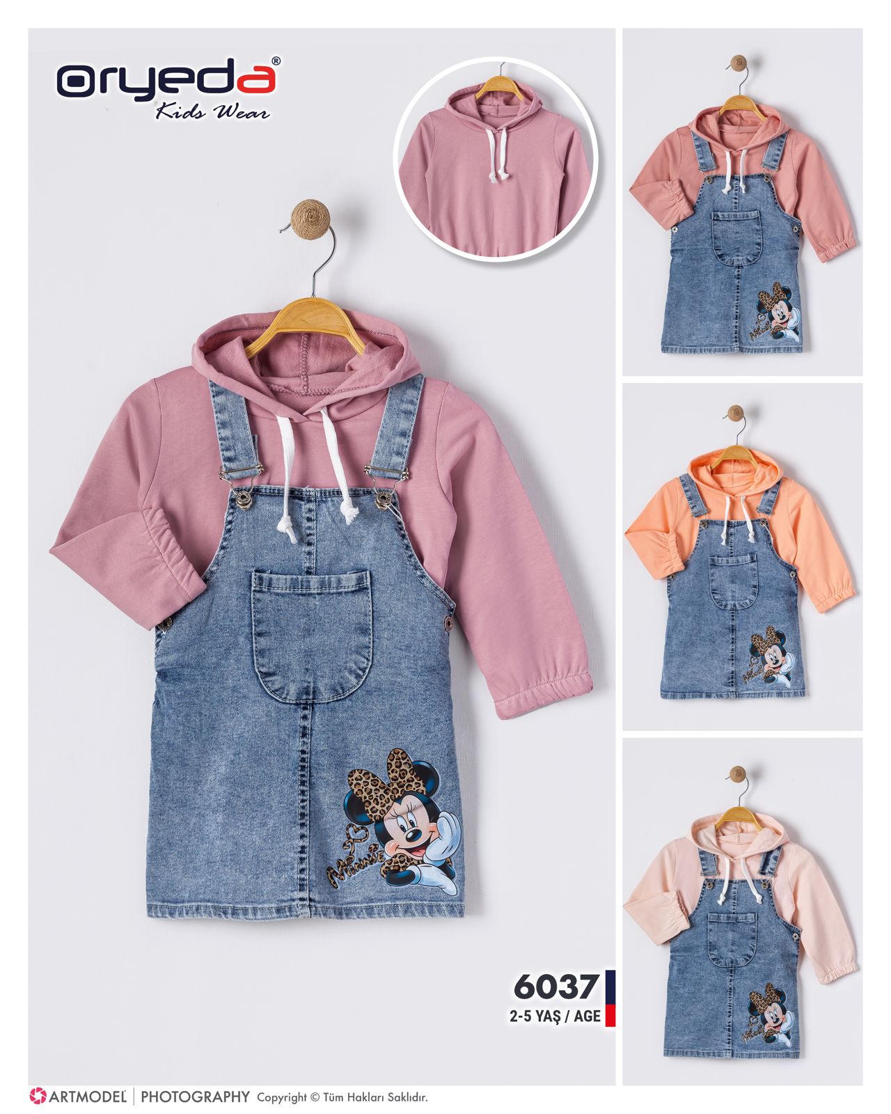 6037-KIZ MİCKY BASKILI BADİLİ KOT JİLE 2-5 YAŞ 