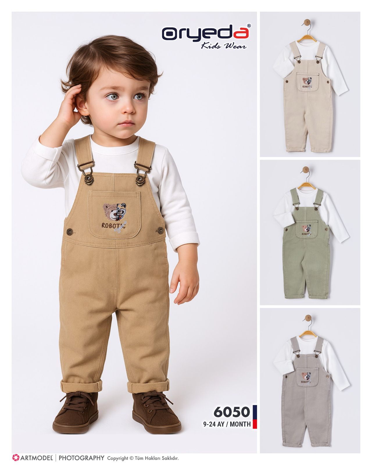 6050-ERKEK AYICIK NAKIŞLI BADİLİ RENKLİ SLOPET 9-24 AY- YIKAMA - SLOPET