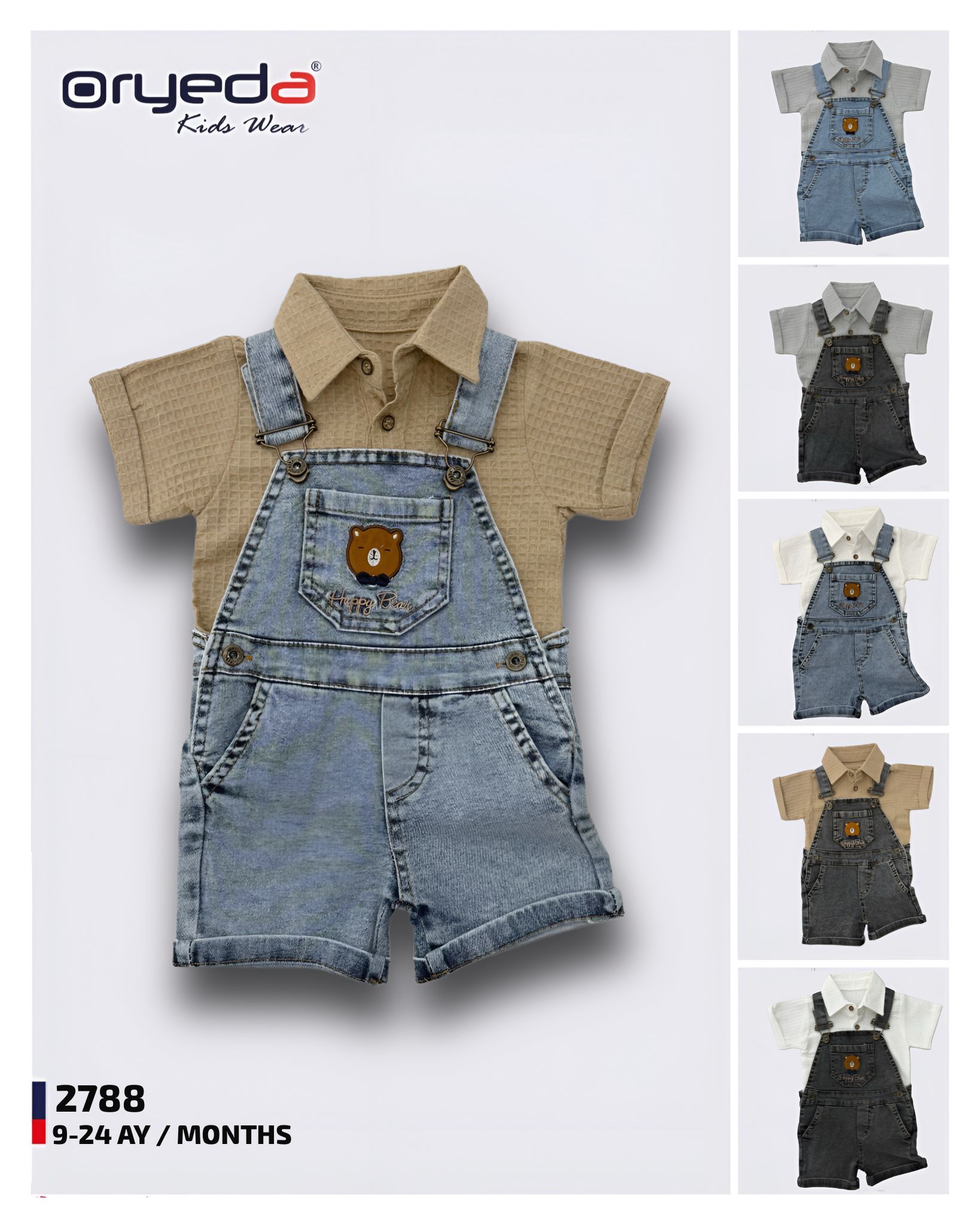 2788-ERKEK AYICIK NAKIŞLI GÖMLEKLİ SLOPET 9-24 AY