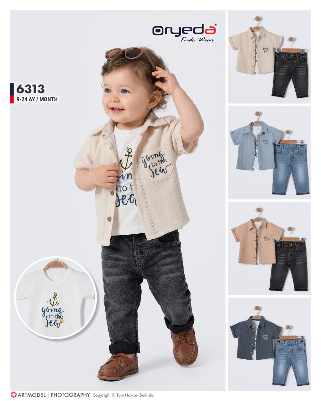 6313- ERKEK CEP BASKILI BADİLİ MÜSLİN TAKIM 9-24 AY