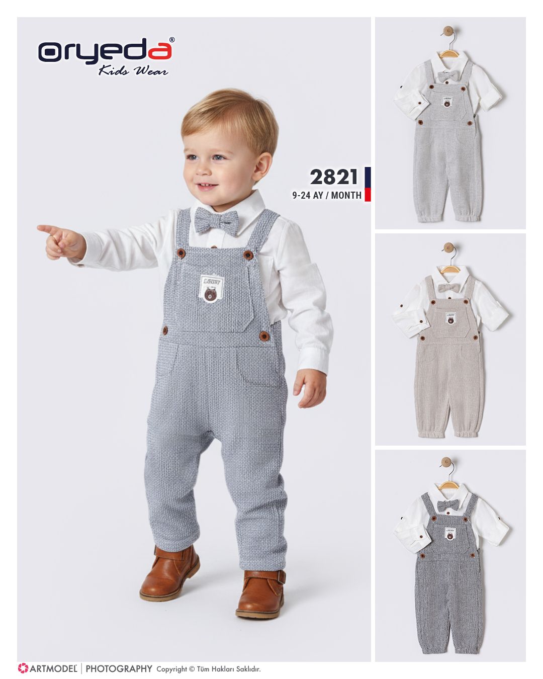 2821-ERKEK PAPYONLU GÖMLEKLİ SLOPET 9-24 AY