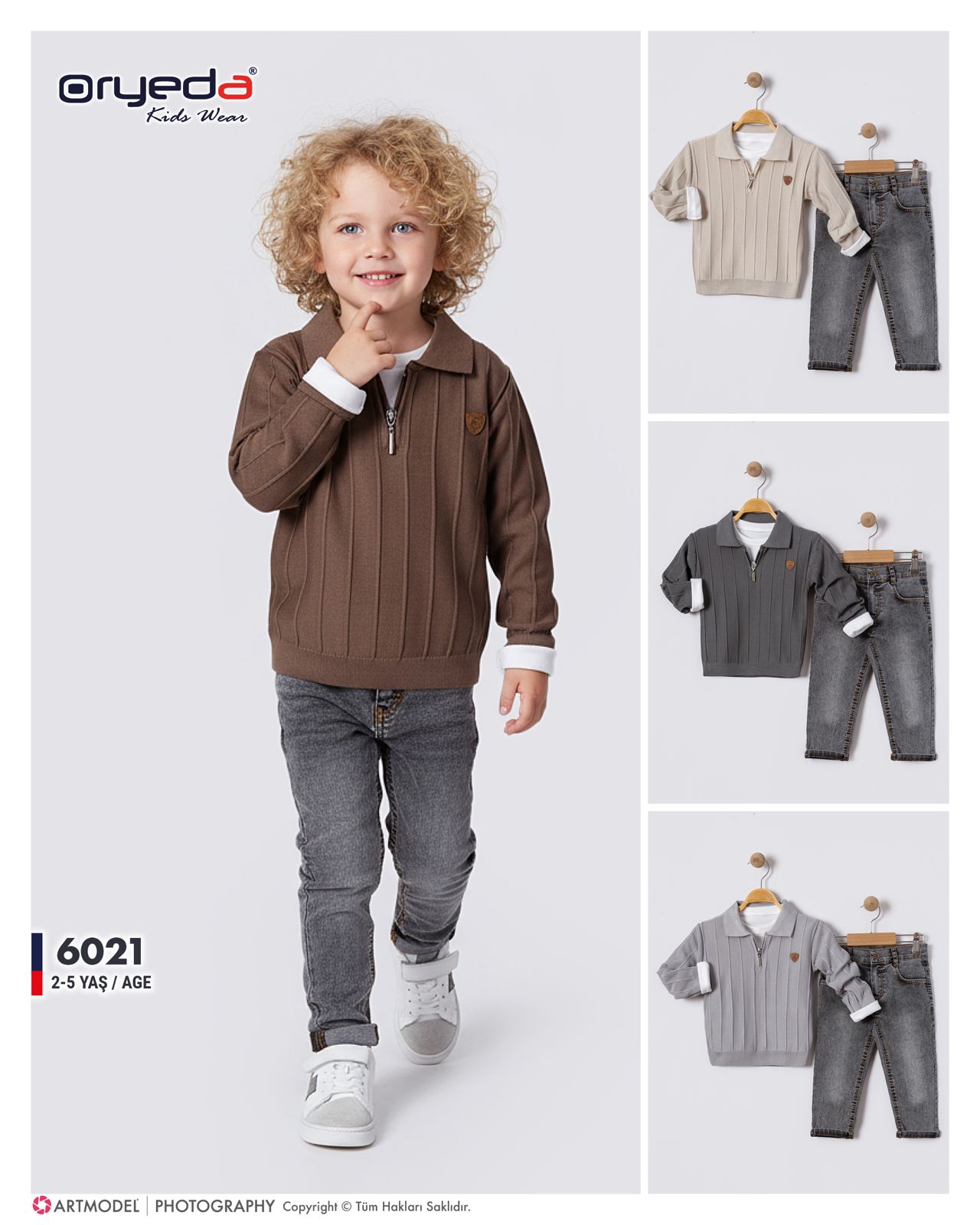6021-ERKEK TRİKO KAZAKLI GÖMLEKLİ TAKIM 2-5 YAŞ