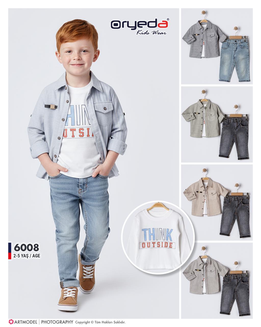 6008-ERKEK ÇİZGİLİ GÖMLEKLİ ARMALI 3LÜ TAKIM 2-5 YAŞ