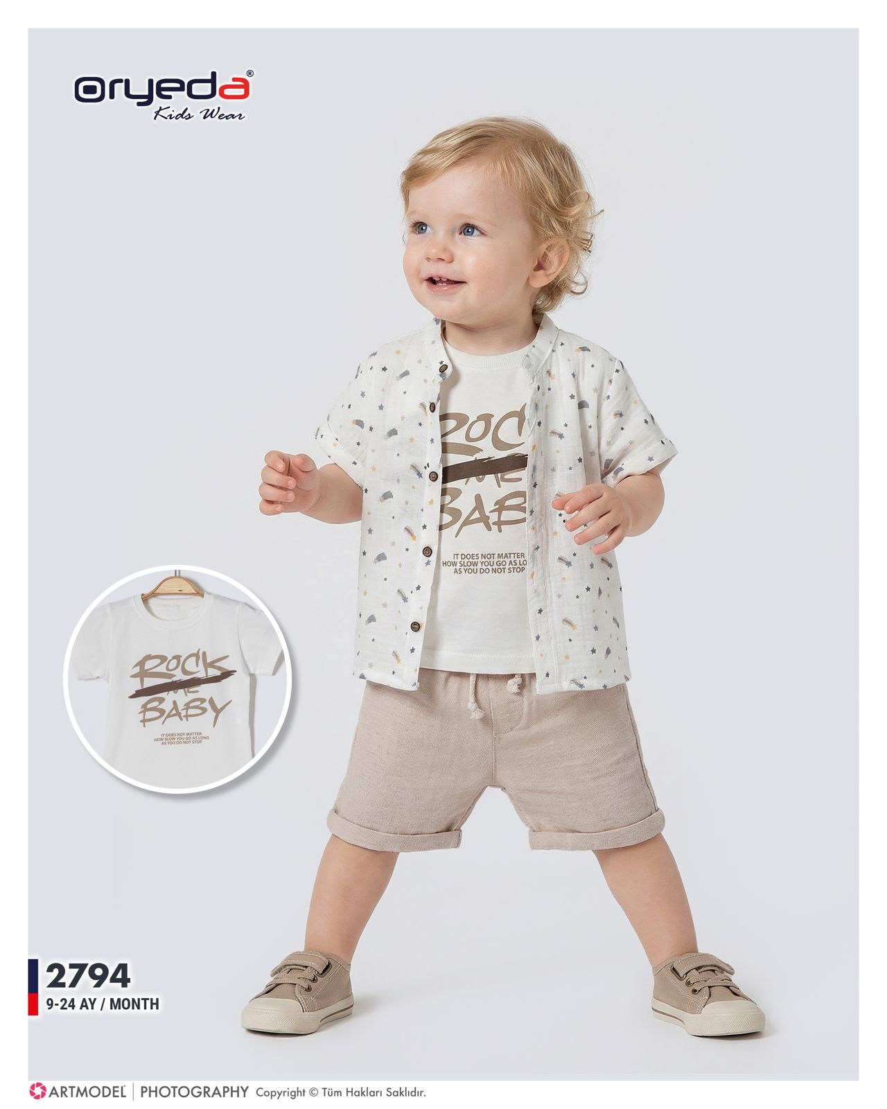 2794-ERKEK BASKILI MÜSLİN GÖMLEKLİ TAKIM 9-24 AY