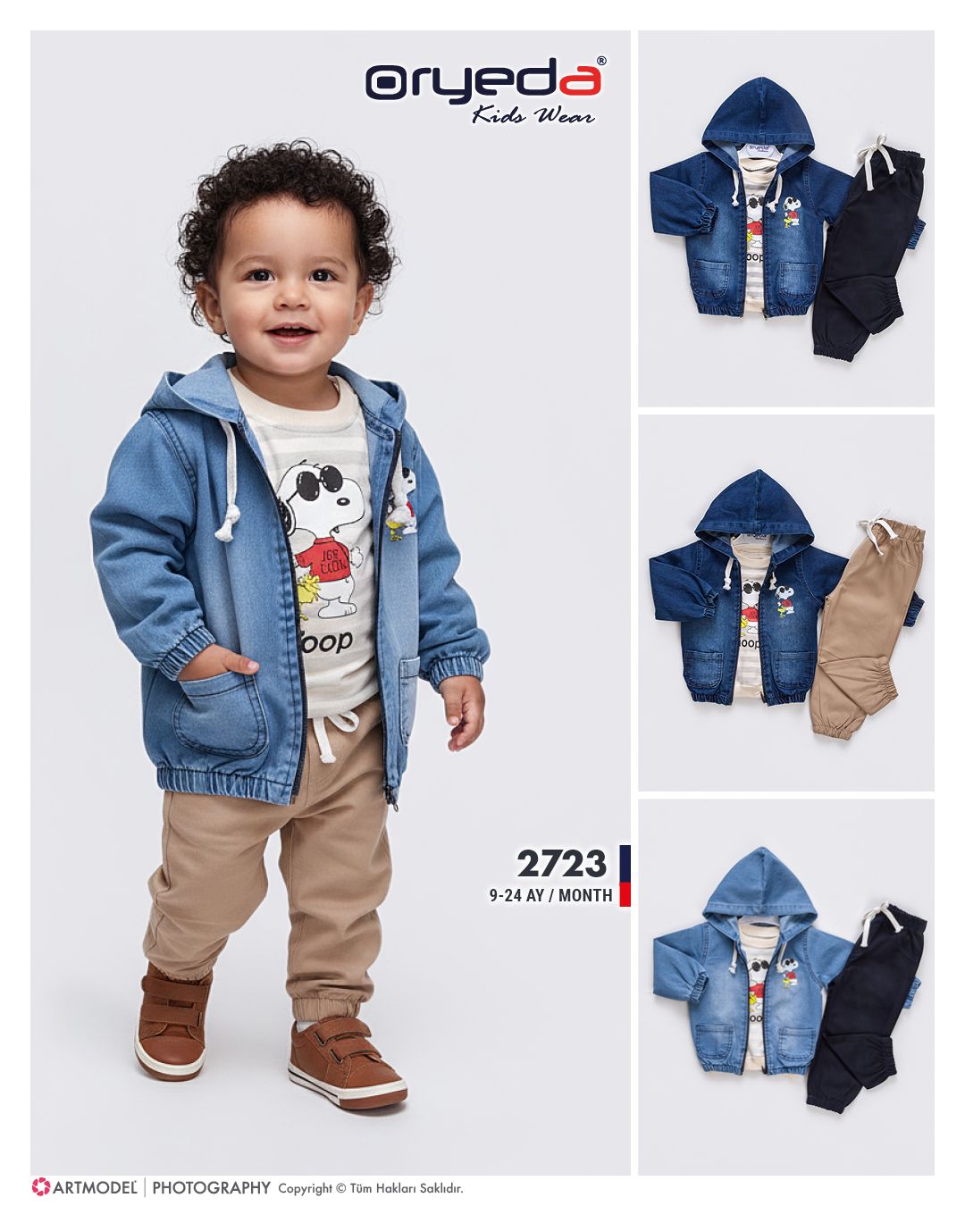 2723-ERKEK SNOPY BASKILI KOT TAKIM 9-24 AY